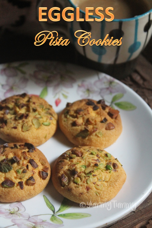 Eggless Pistachio Cookies Recipe   Pista Biscuits Recipe - 23