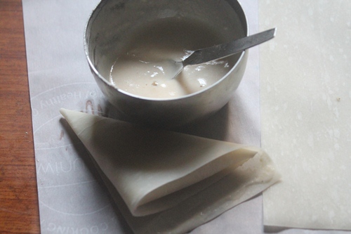 make paste with flour and water
