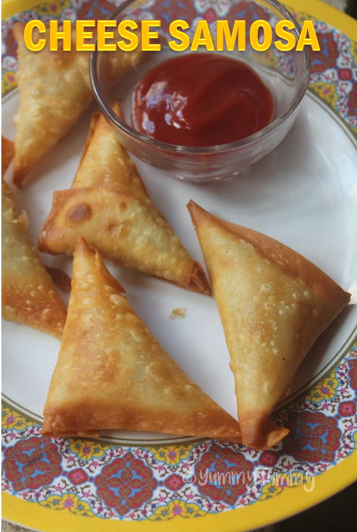 close shot of cheese samosa