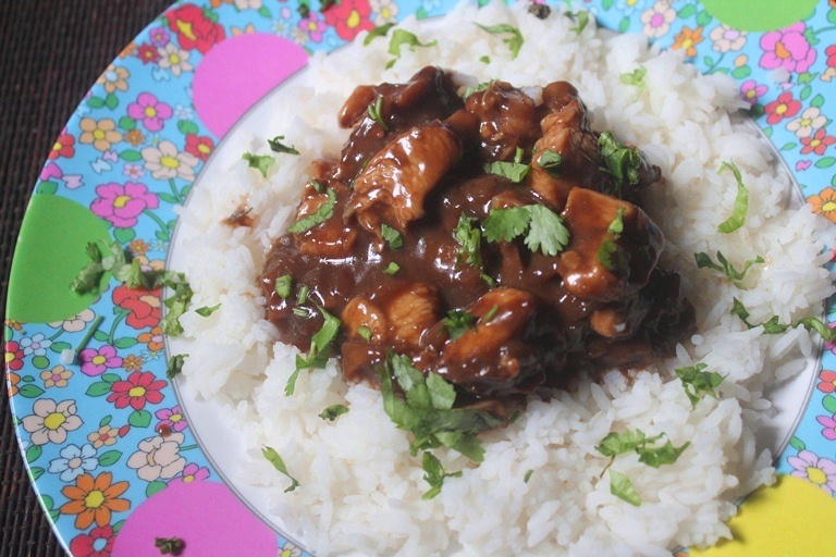 Cantonese Chicken over a bed of rice