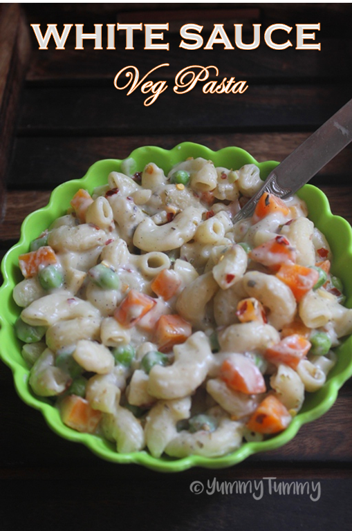White Sauce Veg Pasta Recipe - White Sauce Veggie Macaroni Recipe
