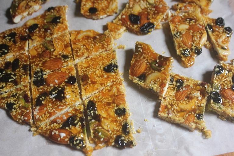 Dry Fruits Brittle Recipe   Dry Fruits Chikki Recipe   Edible Gift Ideas - 31