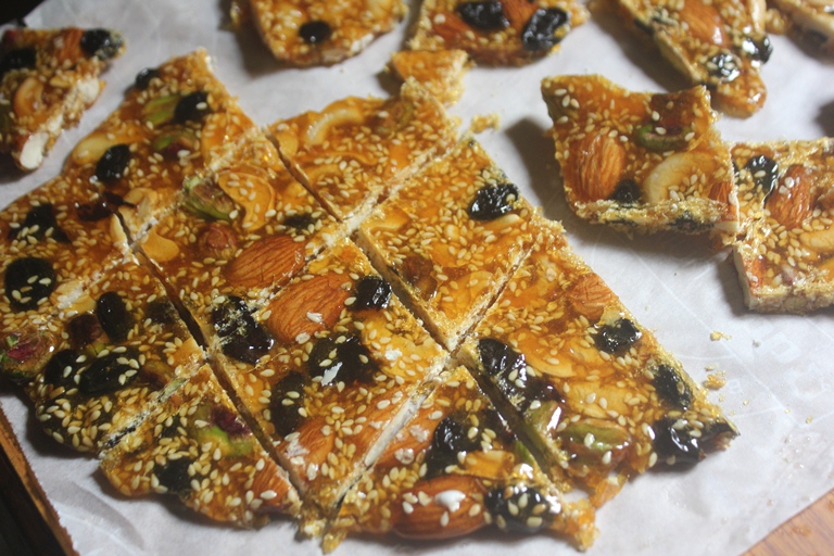 Dry Fruits Brittle Recipe   Dry Fruits Chikki Recipe   Edible Gift Ideas - 85