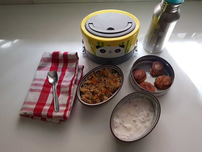 Veg Biryani Banana Appam Kids Lunch Box Ideas 53
