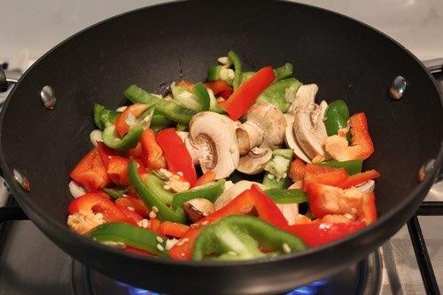 mushrooms and peppers