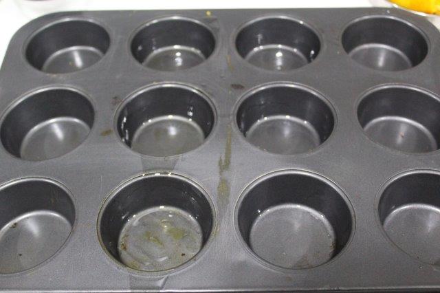 12 cup muffin mould greased with oil