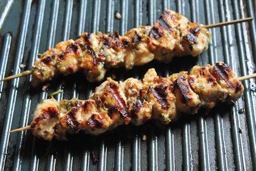 flip over and cook chicken kebab