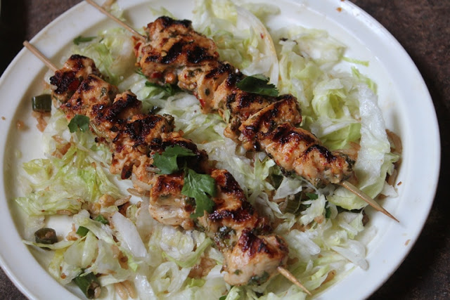 Chicken Kebab in a bed of lettuce