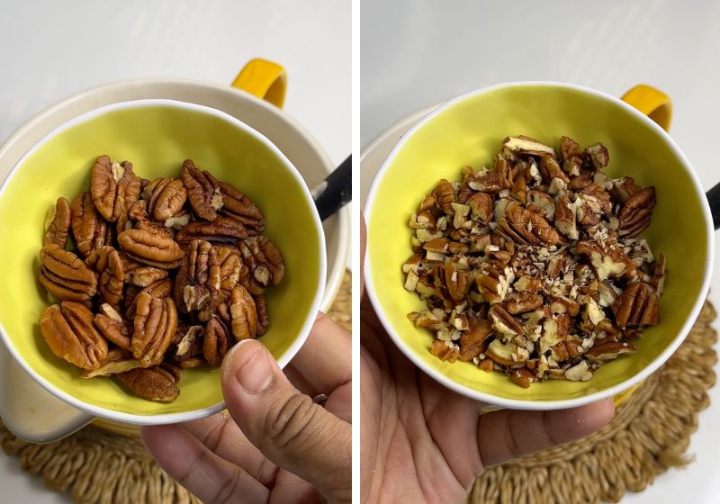 chop pecans into small pieces