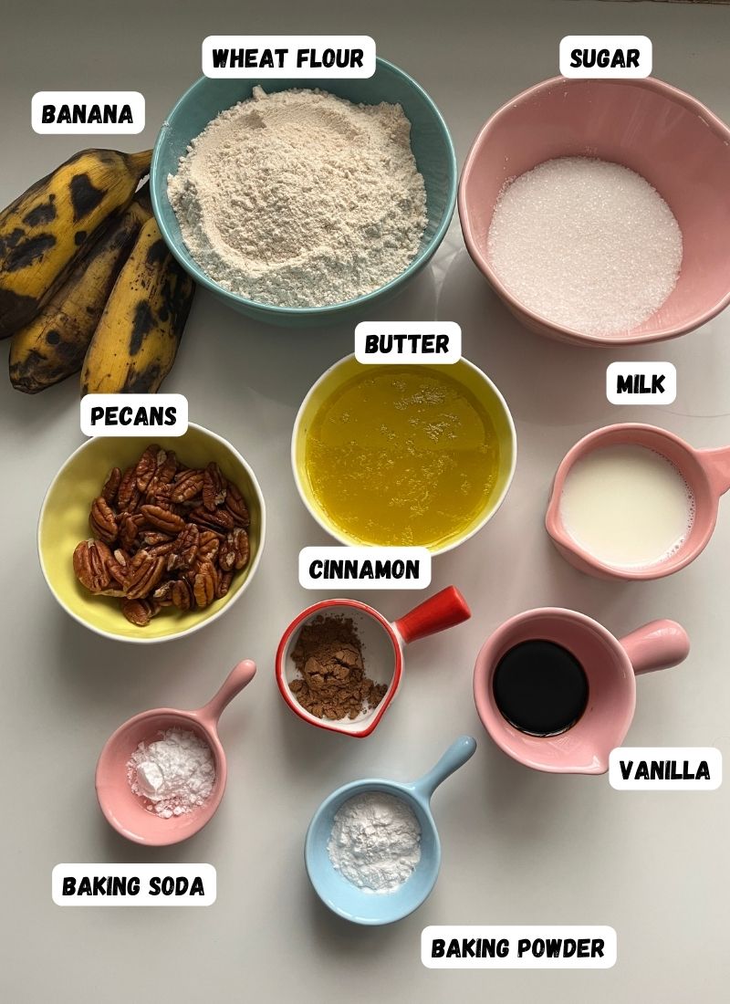 ingredients for making banana bread