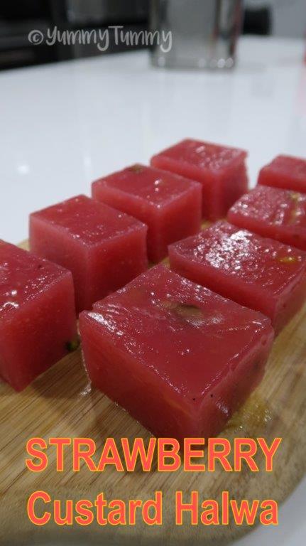 Strawberry Custard Halwa Recipe