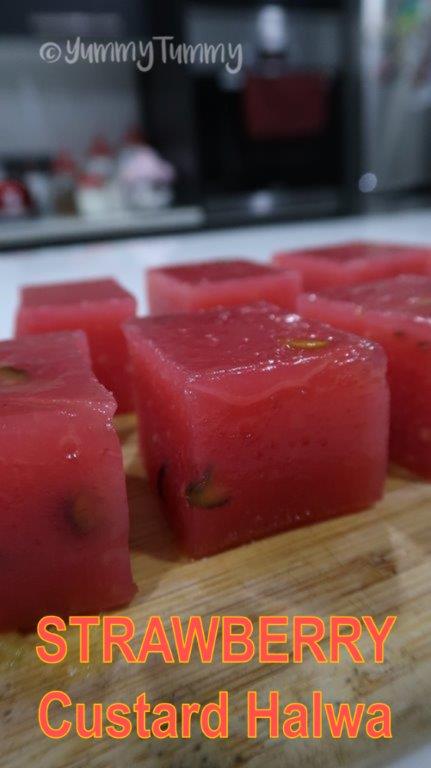 Strawberry Custard Halwa Recipe