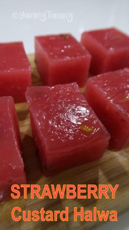 Strawberry Custard Halwa Recipe