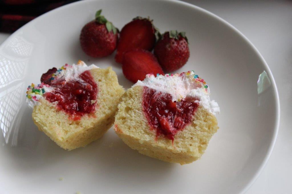 Strawberry Jelly Filled Cupcakes