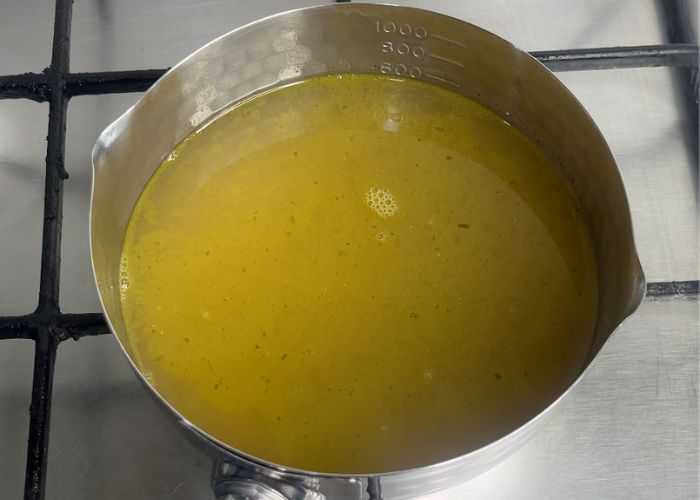 stock in sauce pan