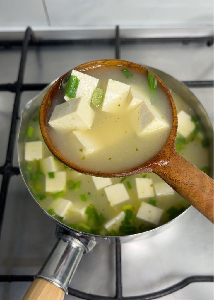 ladle of hot miso soup