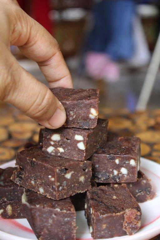 a bite of chocolate biscuit bar