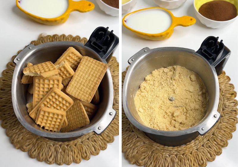 powder biscuits in blender