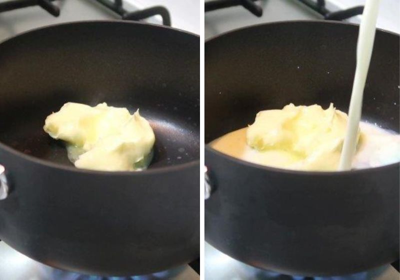 add butter and milk in sauce pan