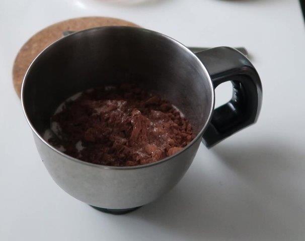 add cocoa powder and salt to sugar