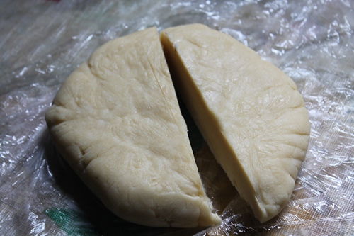 divide pastry dough in half