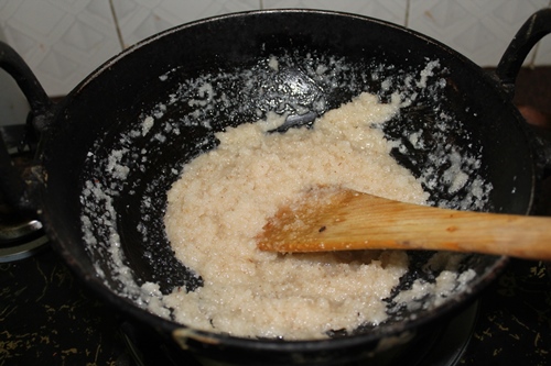 coconut barfi is thickened