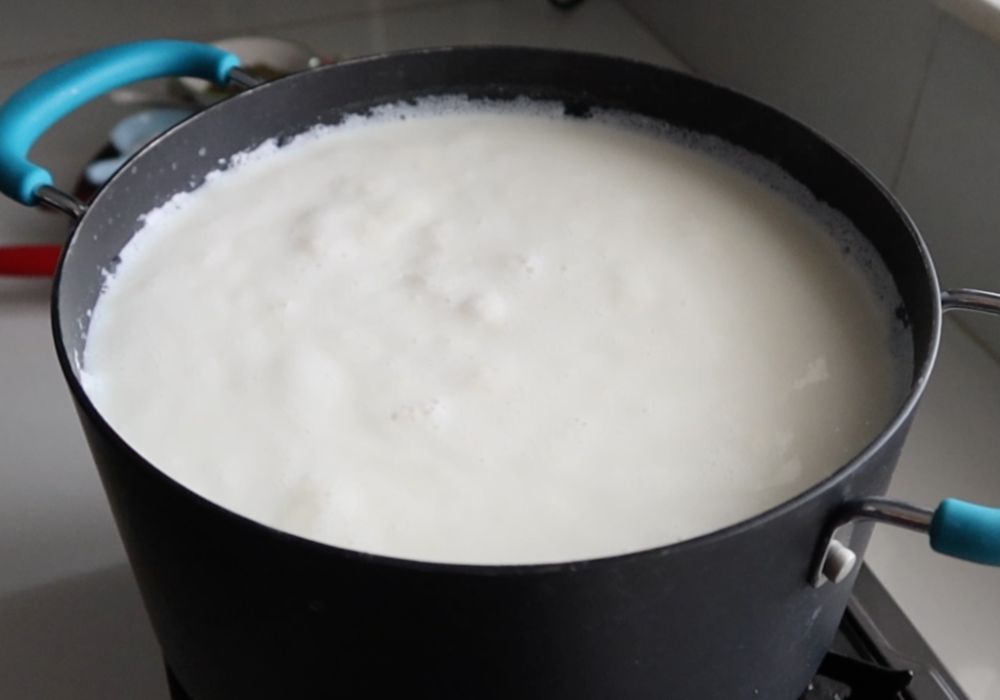 take milk in a pot