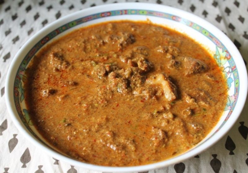 chettinad mutton also known as lamb chettinad served in a bowl