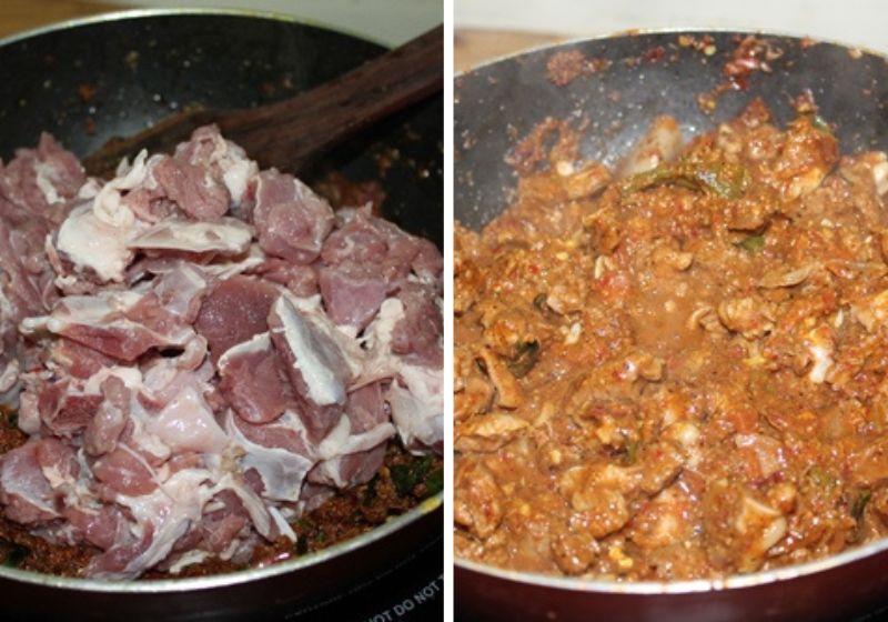 add in mutton and mix well for Chettinad Mutton