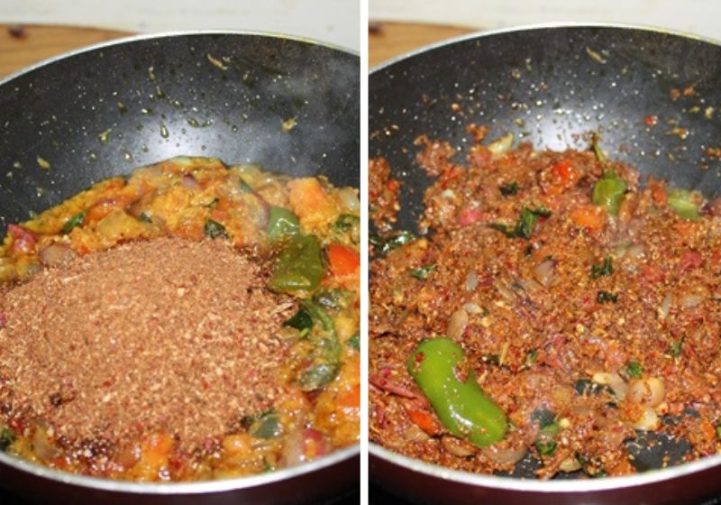 add in chettinad spices for Chettinad Mutton