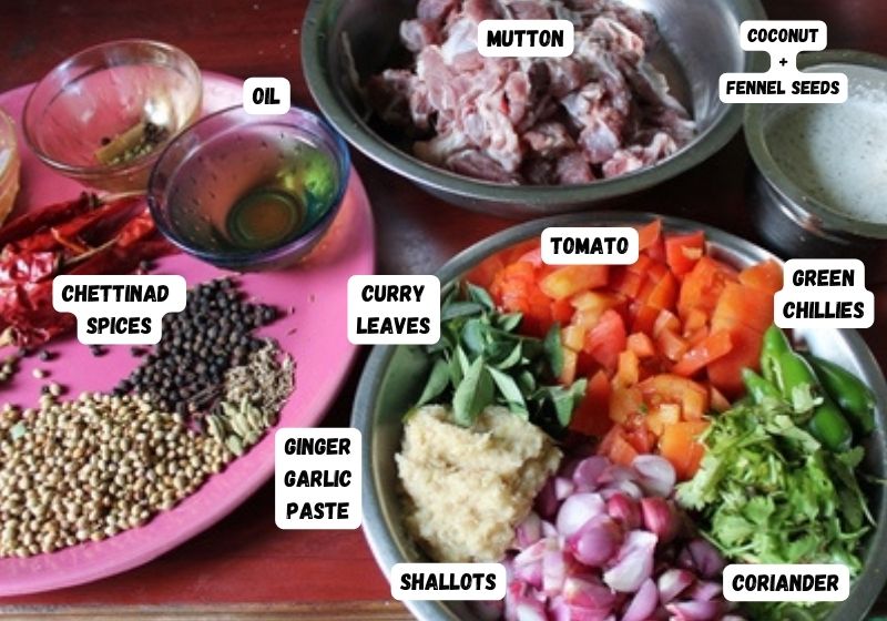 Chettinad Mutton Ingredients