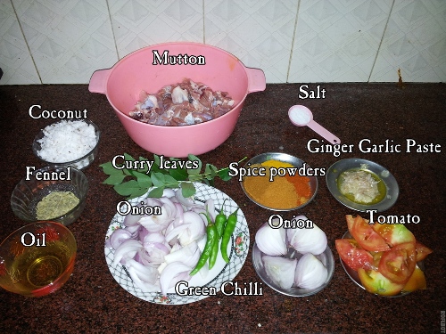 ingredients for making mutton kulambu
