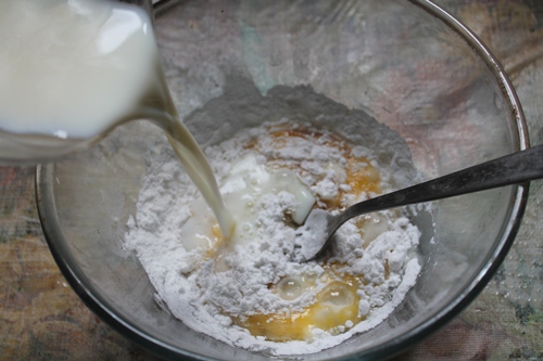 add in milk to make yeast free doughnuts