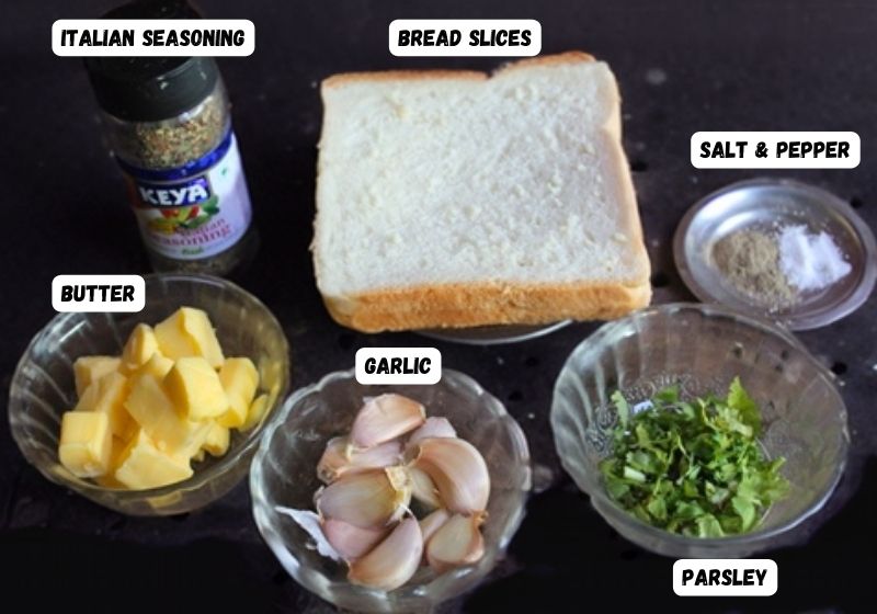 ingredients for making garlic bread