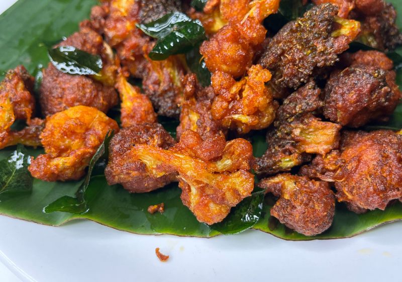 crispy gobi 65 with fried curry leaves