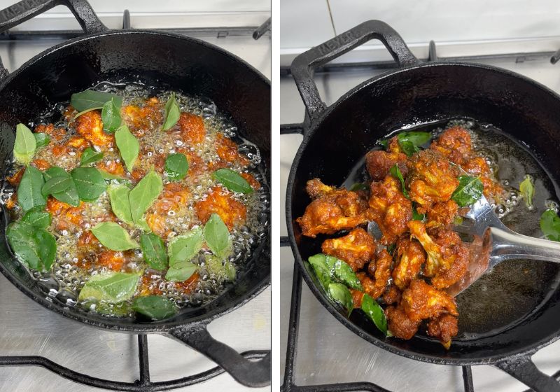 add curry leaves and fry