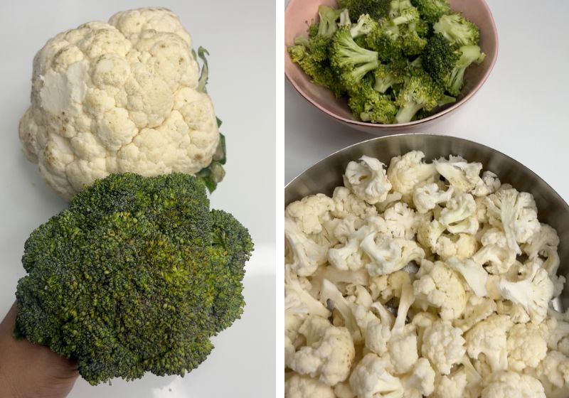 cut cauliflower | broccoli into florets