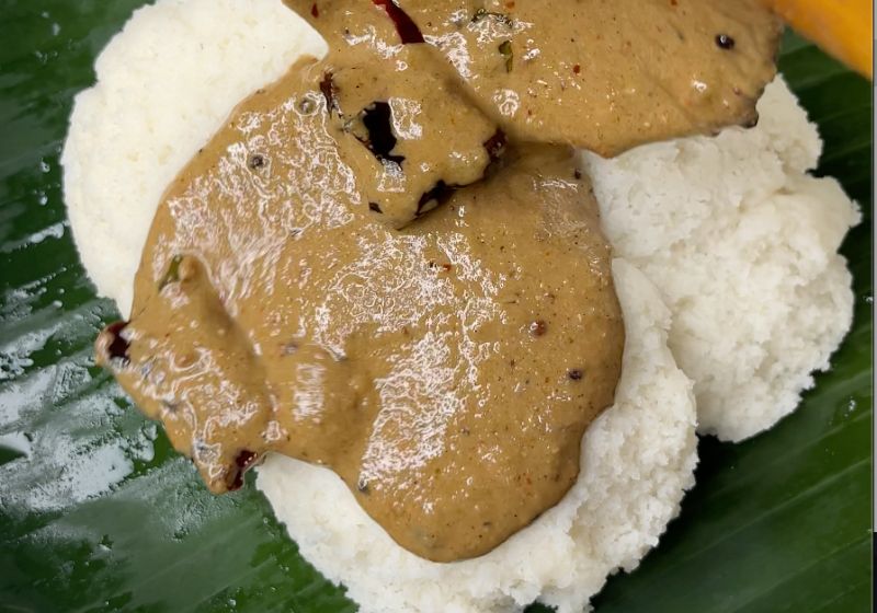 peanut chutney served with idli