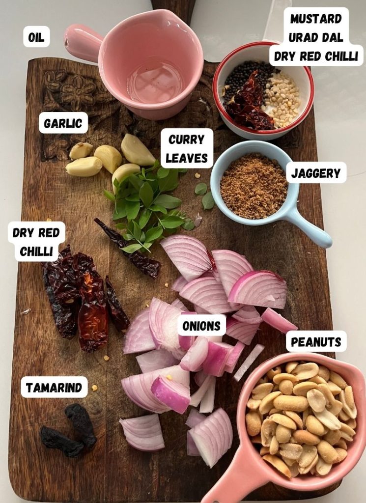 ingredients for making peanut chutney