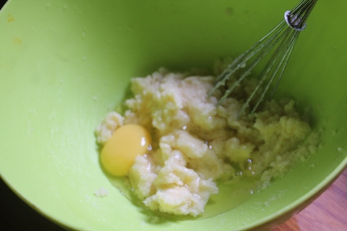 add in egg to the butter and sugar