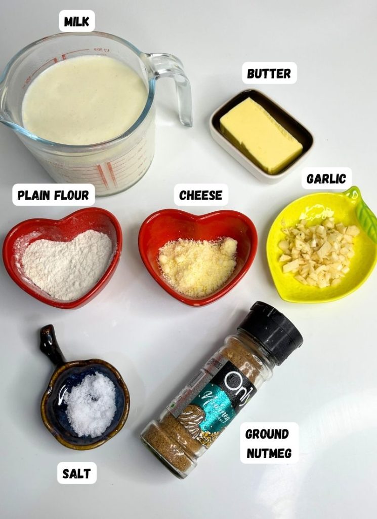 bechamel sauce or white sauce ingredients