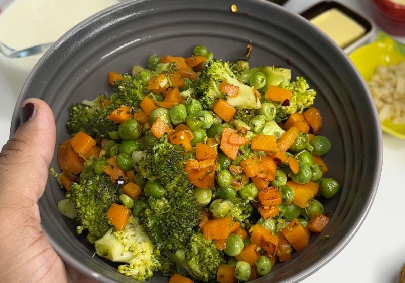 remove cooked vegetables to a bowl and set aside
