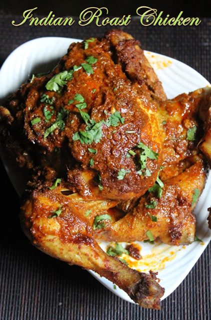 roast chicken flavoured with Indian spices