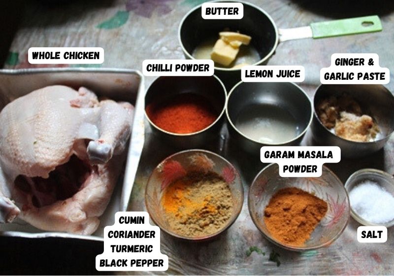 ingredients for making roast chicken 