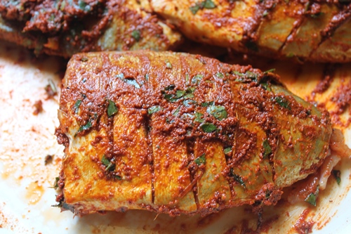 masala applied over fish