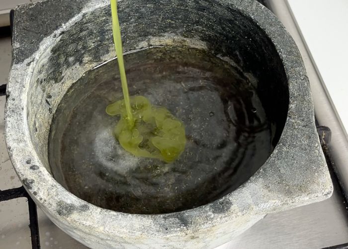 add oil for making ragi mudde