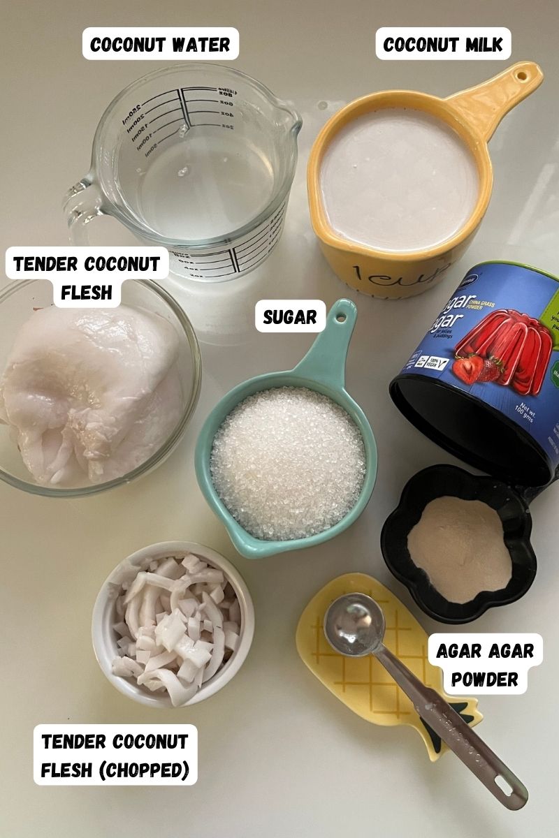 ingredients for elaneer pudding | tender coconut pudding 