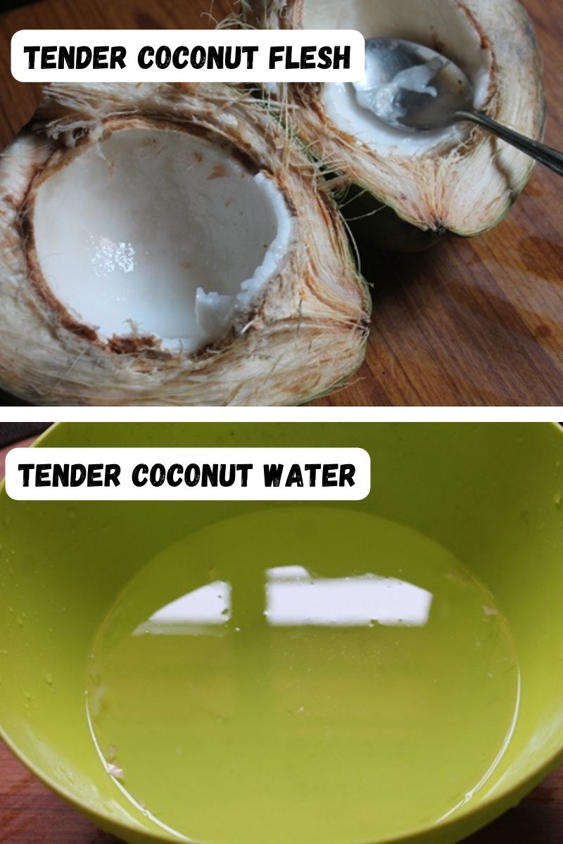 tender coconut flesh and tender coconut water