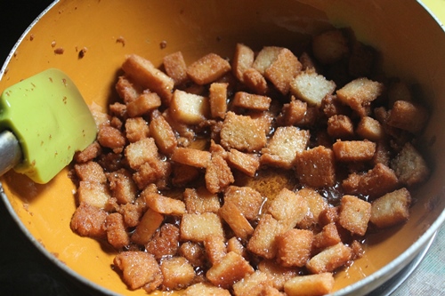 bread fried till golden brown and crispy in ghee