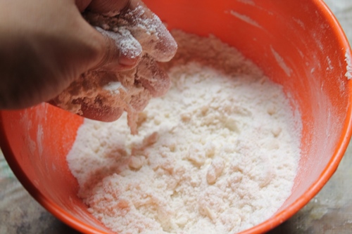 rub ghee into the flour